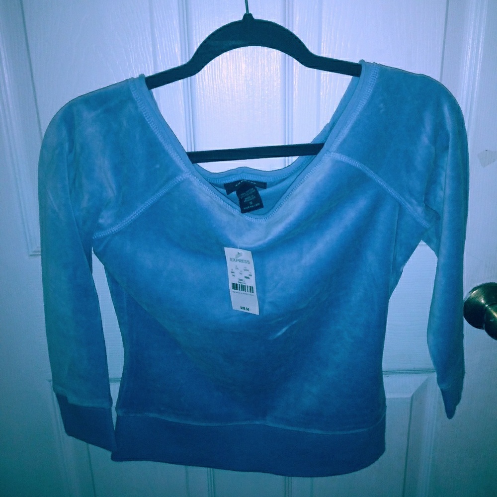 Velour light purple boat neck pull over sweater